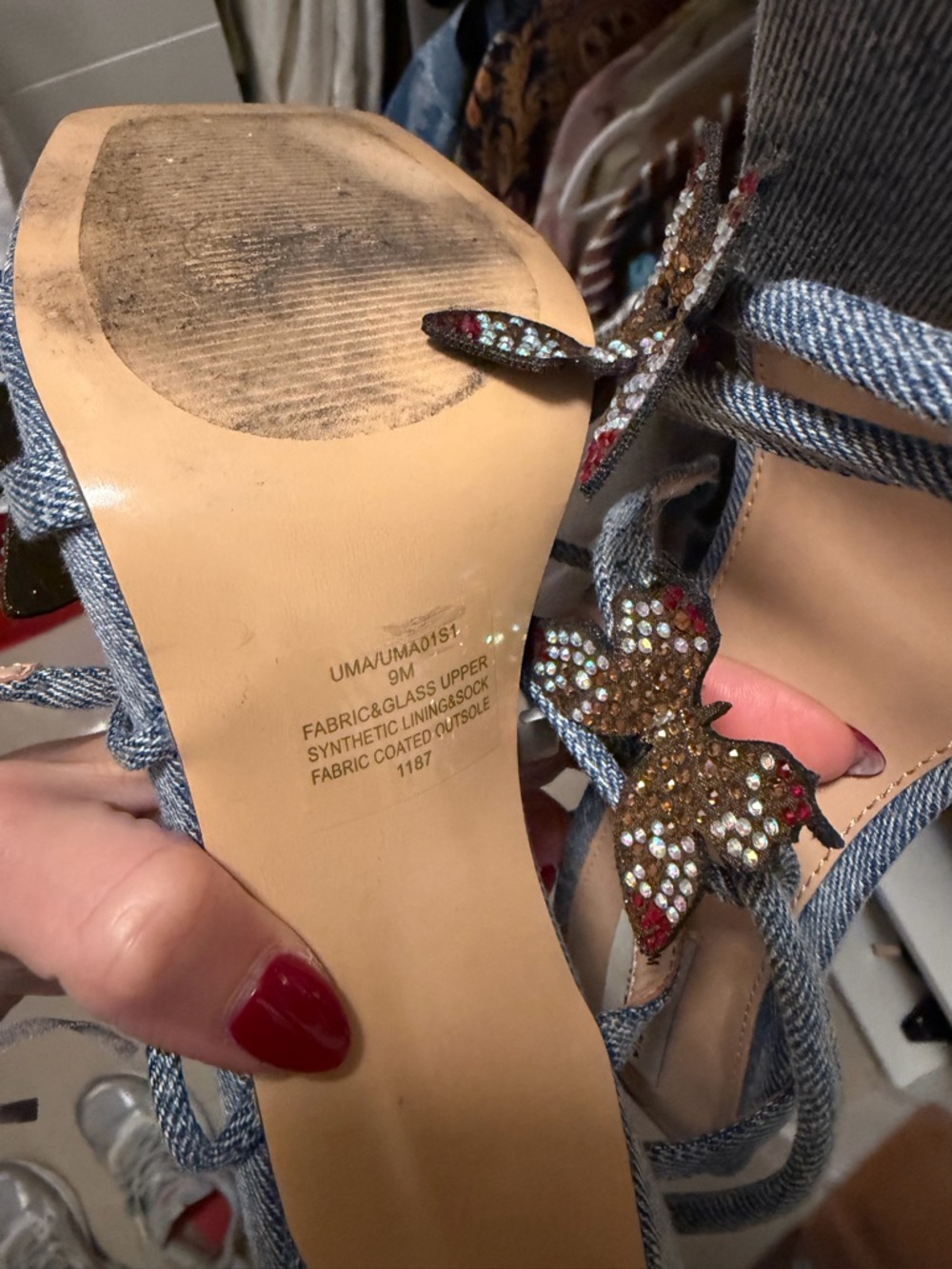 Steve Madden Denim Heels with Butterfly Accents - Picture 4 of 4